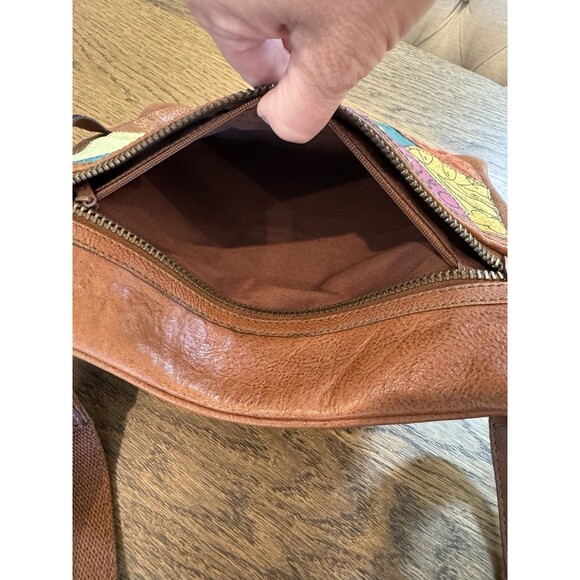 Fossil Key Multicolor Patchwork Leather Boho Crossbody Purse Zipper Pockets - Picture 8 of 13